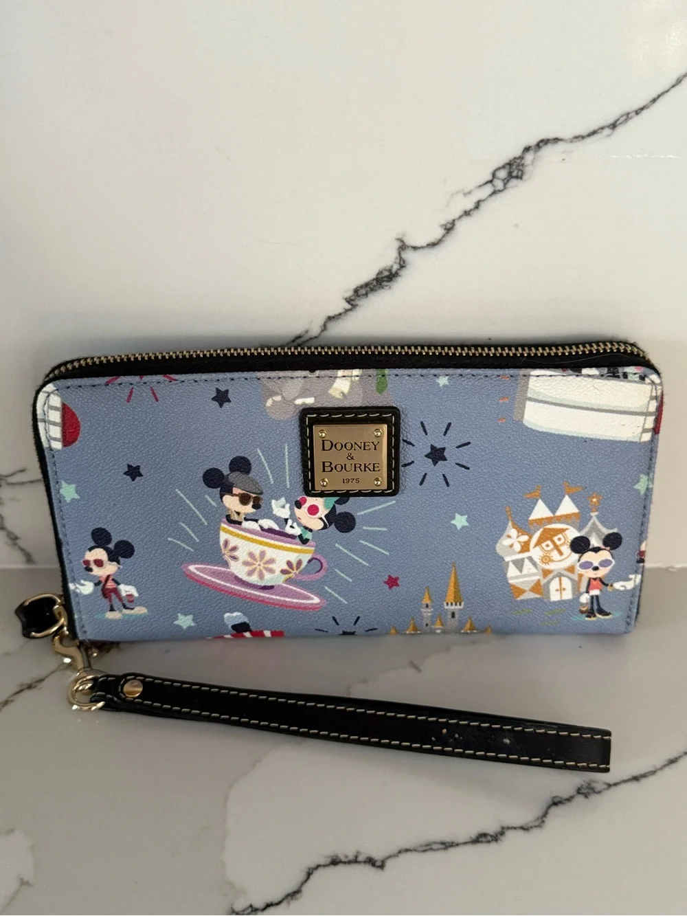 Disney Parks Dooney & Bourke Walt Disney World Attractions Wristlet Wallet Rare!